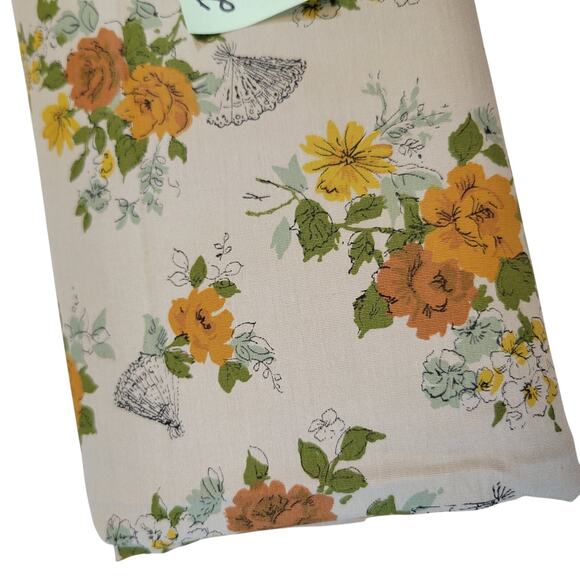 Vintage Enchanting Floral Fabric 2.5 Yards x 35" Yellow Orange Green Silky Feel - Picture 2 of 12